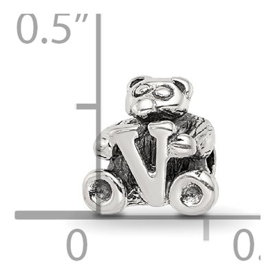 Kids' Sterling Silver Letter V Bead – view 6
