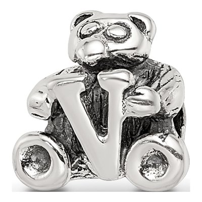 Sterling Silver Kids' Letter V Bead