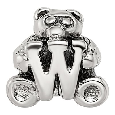 Sterling Silver Kids Letter W Bead – view 5