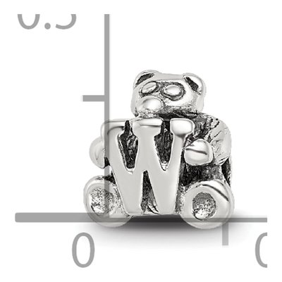 Sterling Silver Kids Letter W Bead – view 6