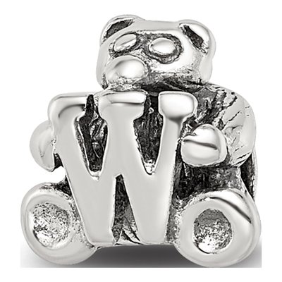 Sterling Silver Kids Letter W Bead