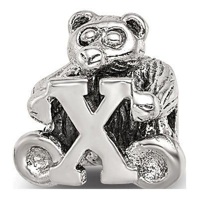 Sterling Silver Kids Letter X Bead