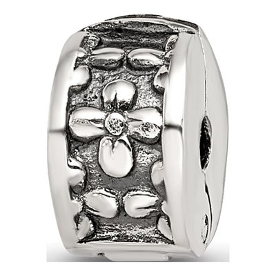 Sterling Silver Kids Floral Clip Bead