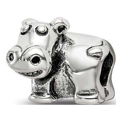 Sterling Silver Kids Hippo Bead