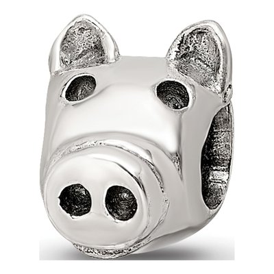 Sterling Silver Kids Pig Bead
