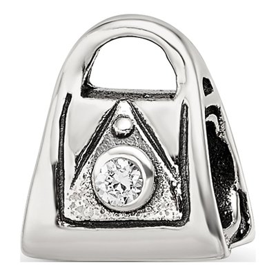 Sterling Silver CZ Kids Handbag Bead