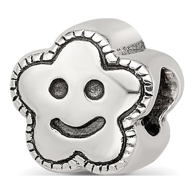 Sterling Silver Kids Smiley Flower Bead