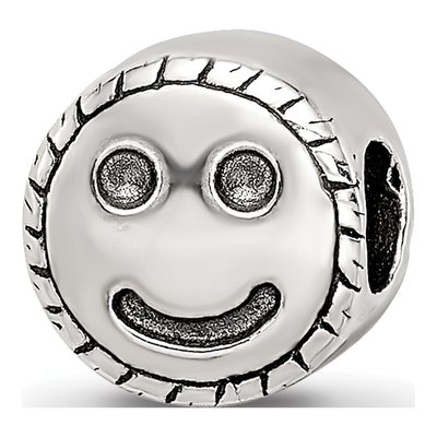 Sterling Silver Kids Smiley Face Bead