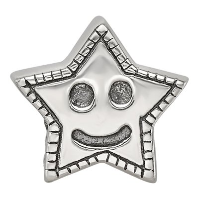 Sterling Silver Kids Smiley Star Bead – view 5