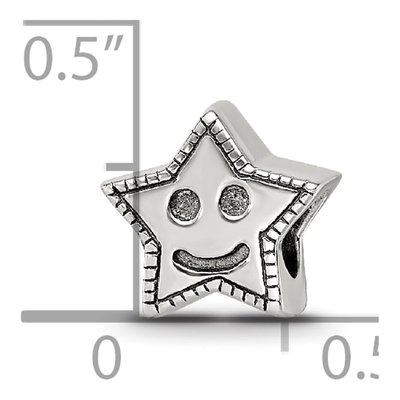 Sterling Silver Kids Smiley Star Bead – view 6