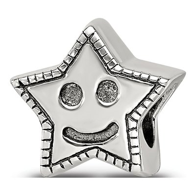 Sterling Silver Kids Smiley Star Bead