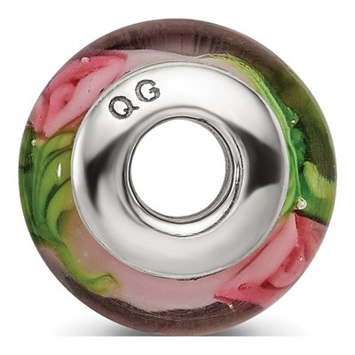 Sterling Silver Kids Pink Flower Glass Bead – view 4
