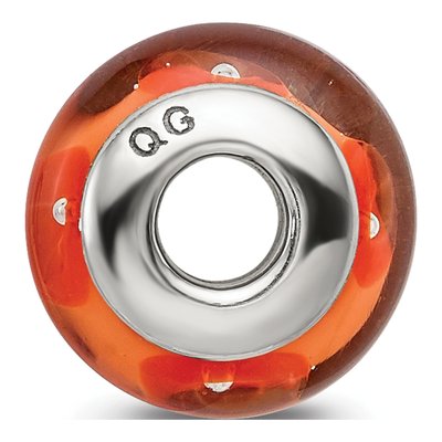 Sterling Silver Orange Glass Bead – view 4