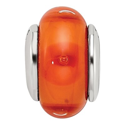 Sterling Silver Orange Glass Bead – view 5