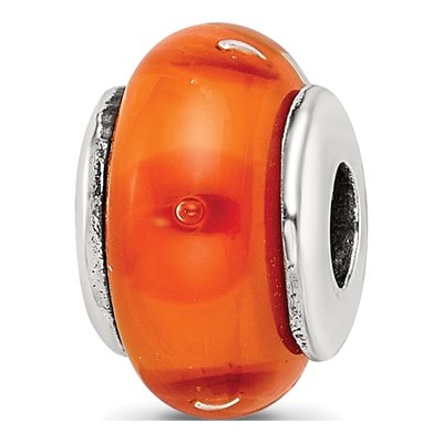 Sterling Silver Orange Glass Bead