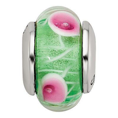 Sterling Silver Kids Green Glass Bead – view 6