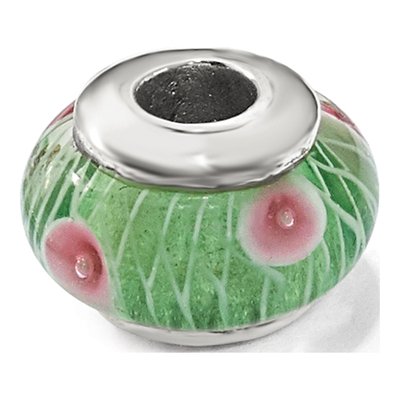 Sterling Silver Kids Green Glass Bead – view 7