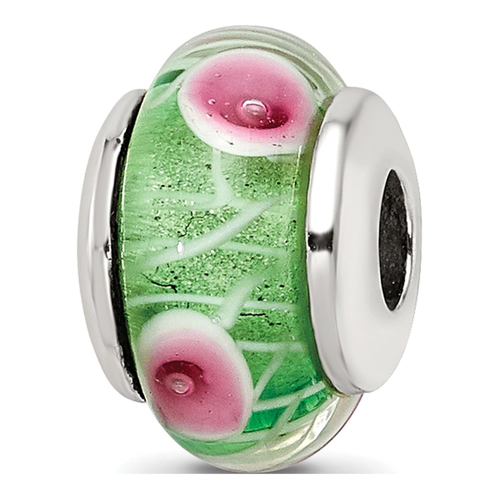 Sterling Silver Kids Green Glass Bead