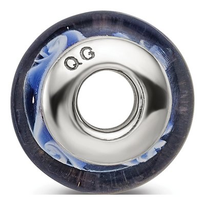 Sterling Silver Kids Blue Glass Wave Bead – view 4