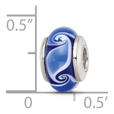 Sterling Silver Kids Blue Glass Wave Bead – view 6