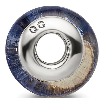 Sterling Silver Blue Hand-Blown Glass Bead – view 4