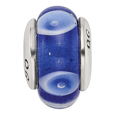 Sterling Silver Blue Hand-Blown Glass Bead – view 5