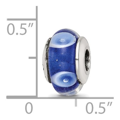 Sterling Silver Blue Hand-Blown Glass Bead – view 6