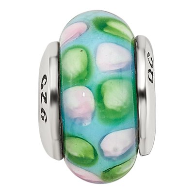 Sterling Silver Kids Blue Hand-Blown Glass Bead – view 5
