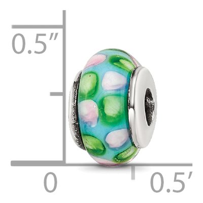 Sterling Silver Kids Blue Hand-Blown Glass Bead – view 6