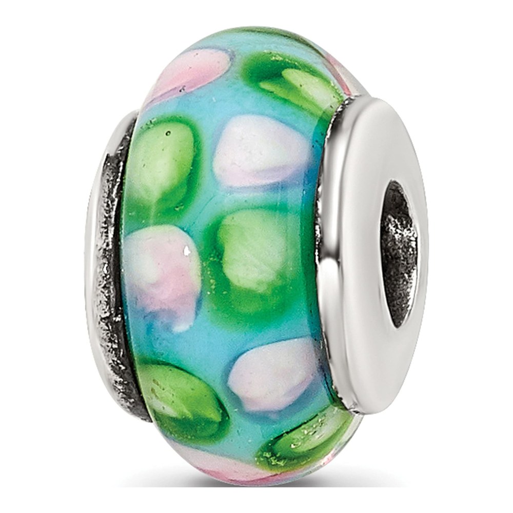 Sterling Silver Kids Blue Hand-Blown Glass Bead