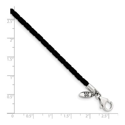 Sterling Silver Black Leather Necklace – view 2
