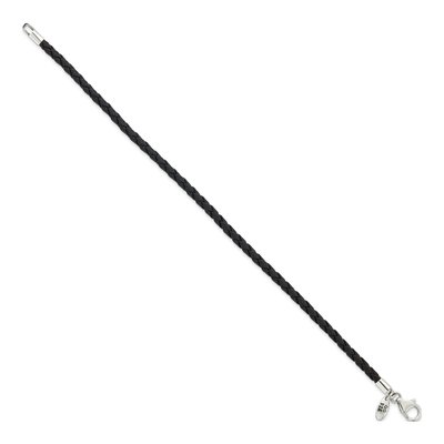 Sterling Silver Black Leather Bracelet – view 2