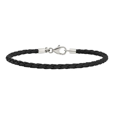 Sterling Silver Black Leather Bracelet – view 3