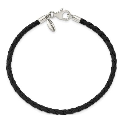 Sterling Silver Black Leather Bracelet – view 4