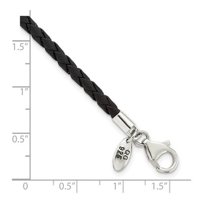 Sterling Silver Black Leather Bracelet – view 5