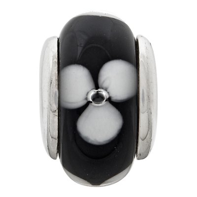 Sterling Silver Kids Black Glass Bead