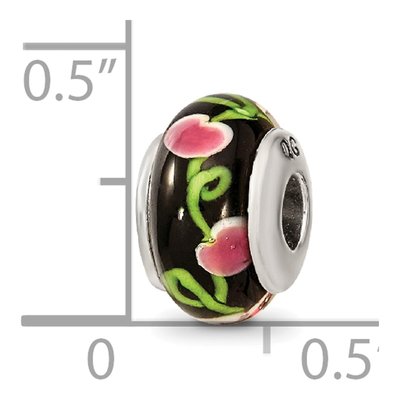 Sterling Silver Hand-Blown Glass Floral Bead – view 6