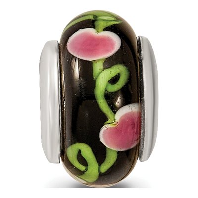 Sterling Silver Hand-Blown Glass Floral Bead – view 7