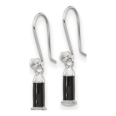 Sterling Silver Enamel Heart Dangle Earrings – view 3