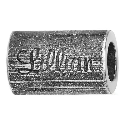 Sterling Silver Oxidized Personalized Cylinder Bead