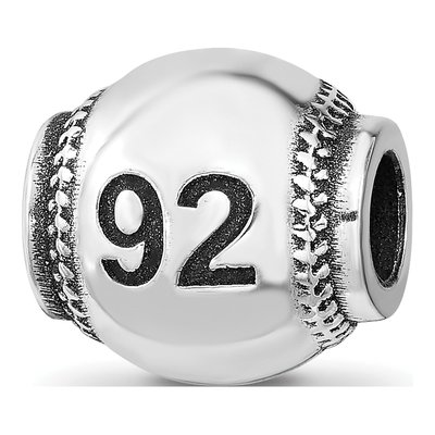 Sterling Silver Personalized Baseball Bead – view 3