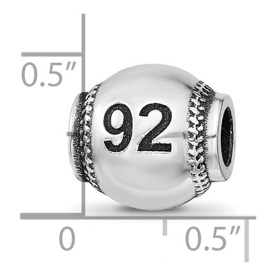Sterling Silver Personalized Baseball Bead – view 5