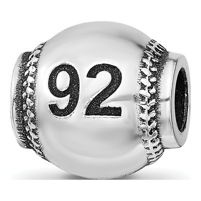 Sterling Silver Personalized Baseball Bead