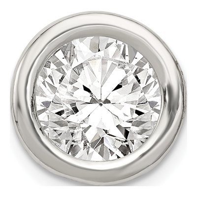 Sterling Silver CZ Round Slide Pendant