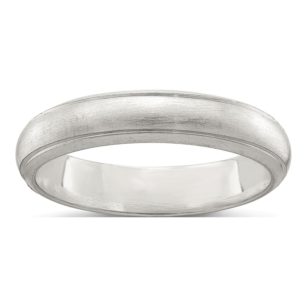 Sterling Silver 4mm Satin Half Round With Edge Lines Size 10 Band