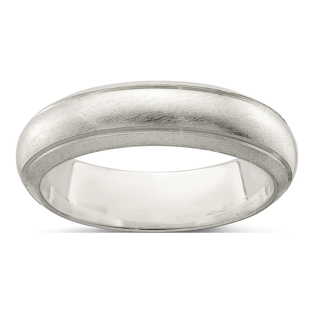 Sterling Silver 5mm Satin Half Round With Edge Lines Size 7 Band