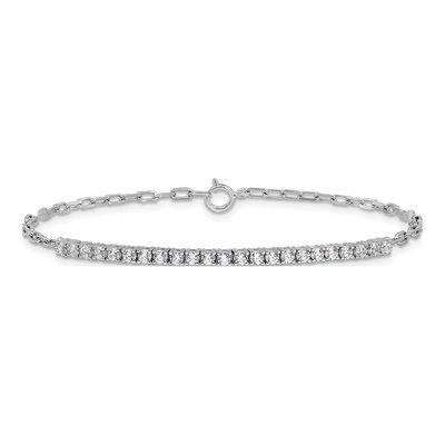 Sterling Silver CZ Paperclip Link Bracelet – view 2