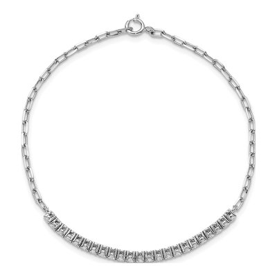 Sterling Silver CZ Paperclip Link Bracelet – view 4