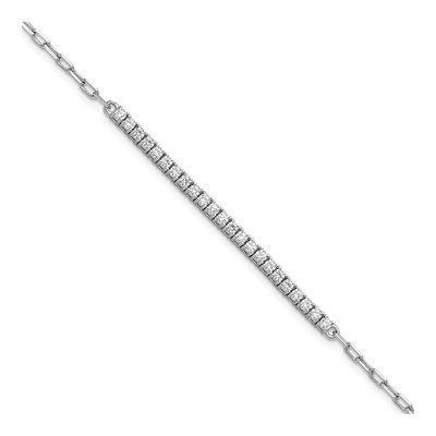 Sterling Silver CZ Paperclip Link Bracelet
