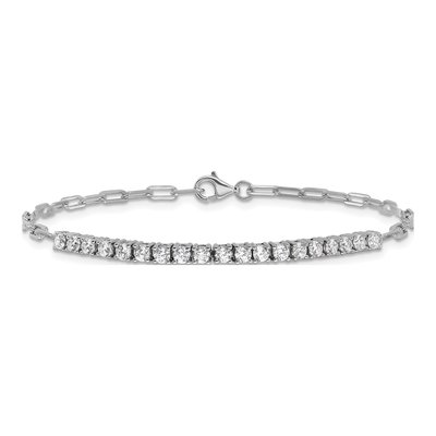 Sterling Silver CZ Paperclip Bracelet – view 3